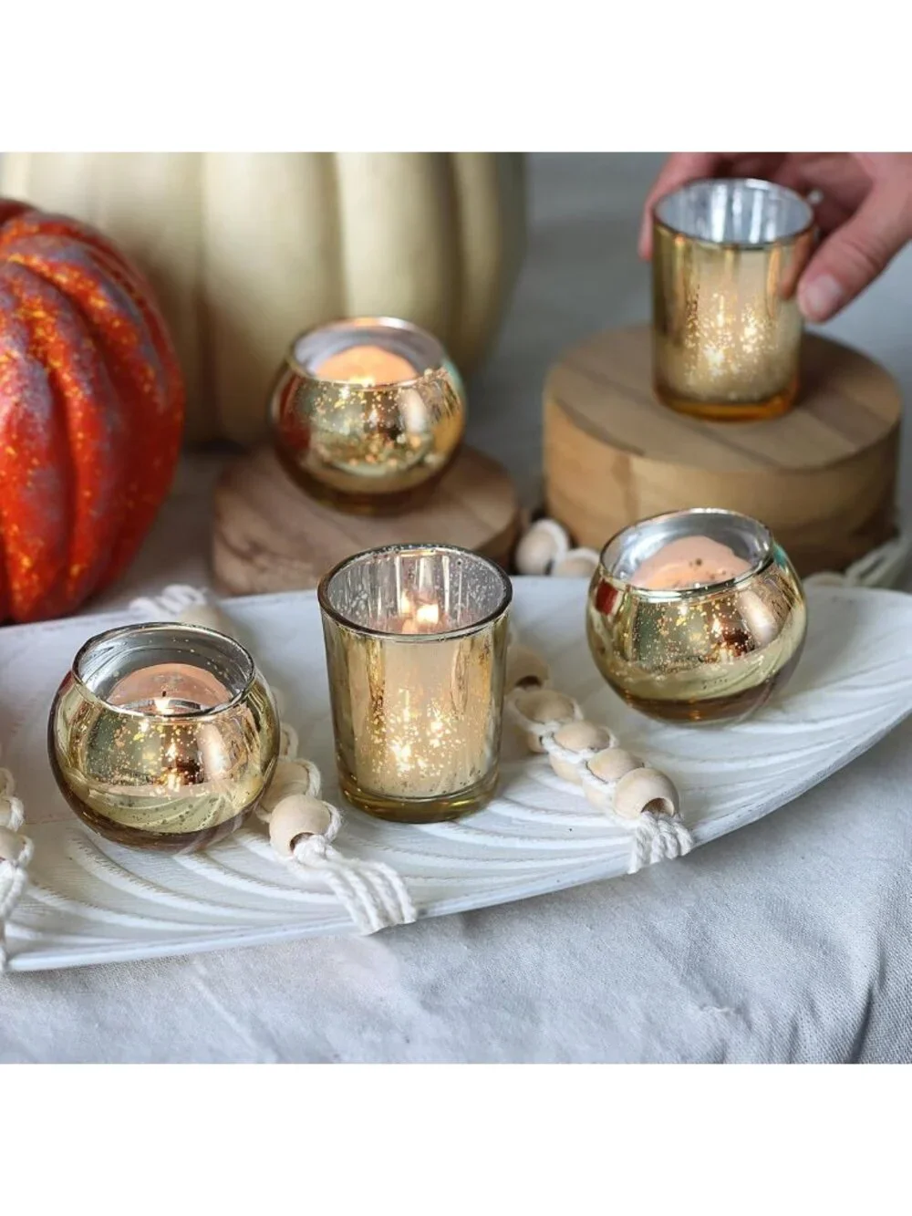 48pcs Gold Mercury Glass Votive Candle Holders for Weddings, Parties & Home